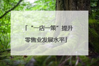 “一店一策”提升零售业发展水平