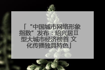 “中国城市网络形象指数”发布：绍兴居Ⅱ型大城市经济榜首 文化传播独具特色