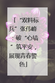 “双料标兵”张伟峰：破“心墙”筑平安，展现青春警色