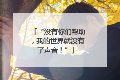 “没有你们帮助，我的世界就没有了声音！”