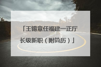 王锡章任福建一正厅长级新职（附简历）