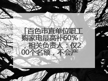 百色市直单位职工购家电最高补60％，相关负责人：仅200个名额，不会严格筛查身份