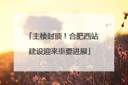 主楼封顶！合肥西站建设迎来重要进展