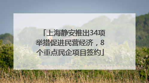 上海静安推出34项举措促进民营经济，8个重点民企项目签约