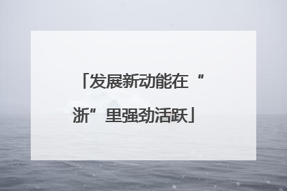 发展新动能在“浙”里强劲活跃