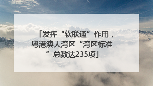 发挥“软联通”作用，粤港澳大湾区“湾区标准”总数达235项