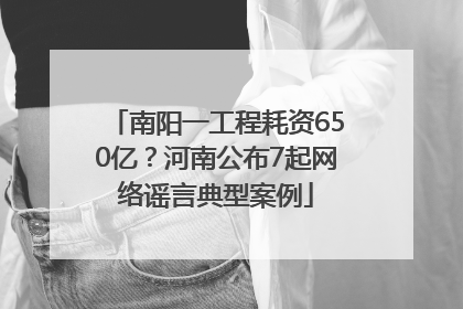 南阳一工程耗资650亿？河南公布7起网络谣言典型案例