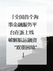 全国首个海事金融服务平台在浙上线 破解航运融资“双重困境”