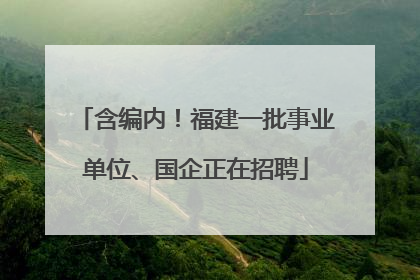 含编内！福建一批事业单位、国企正在招聘