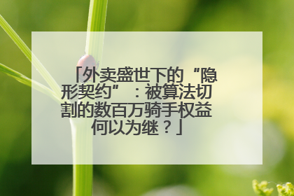 外卖盛世下的“隐形契约”：被算法切割的数百万骑手权益何以为继？