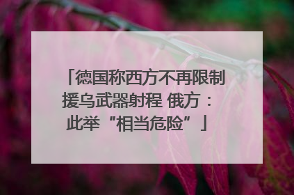 德国称西方不再限制援乌武器射程 俄方：此举“相当危险”