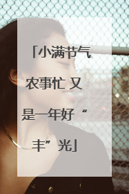 小满节气农事忙 又是一年好“丰”光