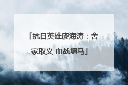 抗日英雄廖海涛：舍家取义 血战塘马