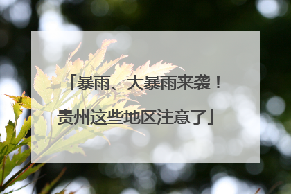 暴雨、大暴雨来袭！贵州这些地区注意了