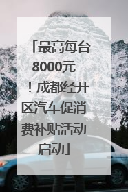 最高每台8000元！成都经开区汽车促消费补贴活动启动
