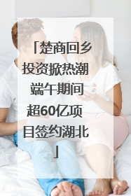 楚商回乡投资掀热潮 端午期间超60亿项目签约湖北