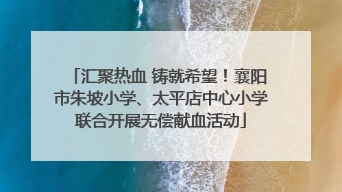 汇聚热血 铸就希望！襄阳市朱坡小学、太平店中心小学联合开展无偿献血活动