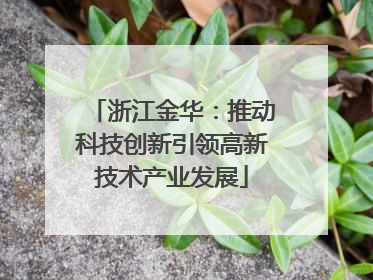 浙江金华：推动科技创新引领高新技术产业发展