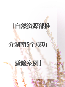 自然资源部推介湖南5个成功避险案例