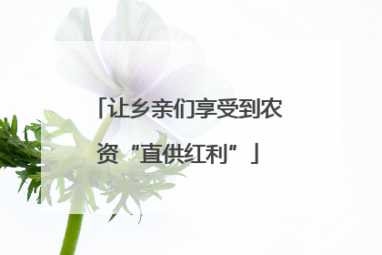 让乡亲们享受到农资“直供红利”