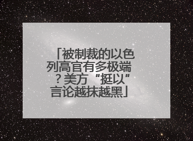 被制裁的以色列高官有多极端？美方“挺以”言论越抹越黑