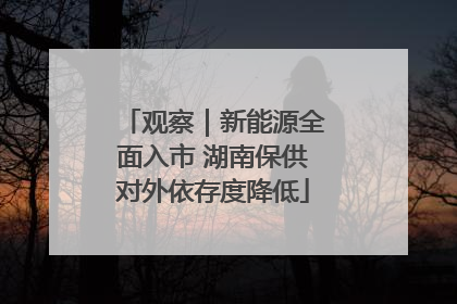 观察｜新能源全面入市 湖南保供对外依存度降低