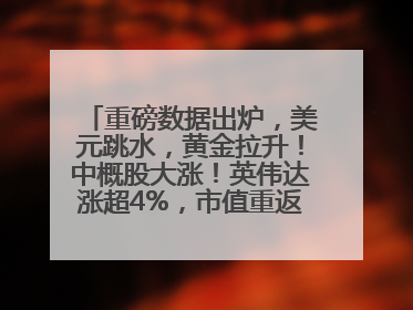 重磅数据出炉，美元跳水，黄金拉升！中概股大涨！英伟达涨超4%，市值重返全球第一！黄仁勋计划出售至多600万股股票