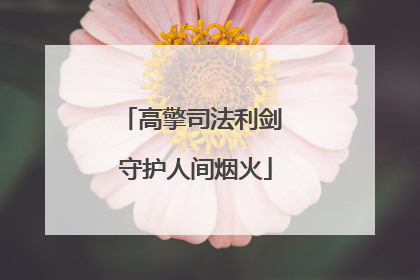 高擎司法利剑 守护人间烟火