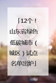 12个！山东省绿色低碳城市（城区）试点名单出炉