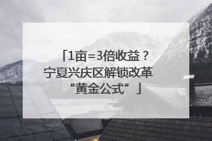 1亩=3倍收益？宁夏兴庆区解锁改革“黄金公式”
